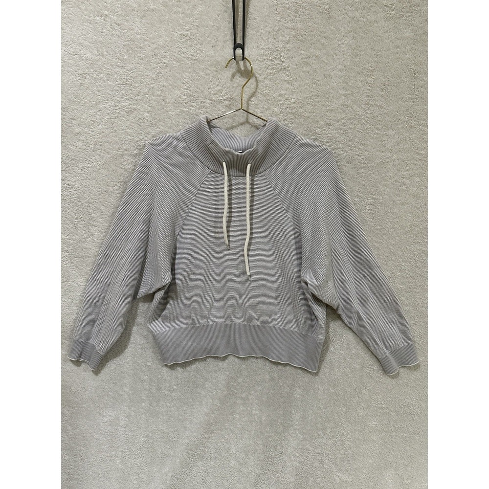 Varley Gray White Top Size XS Maceo Mock‎ Neck Sweatshirt Sweater Drawstring